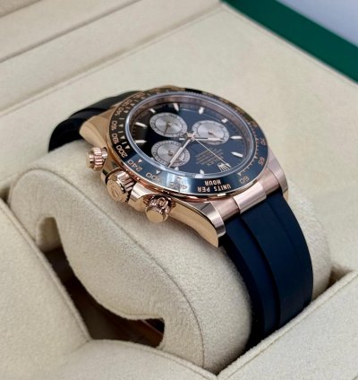 Rolex Daytona New 2024 Cosmograph Daytona 40mm 126515ln Rose Gold Oysterflex Black Dial