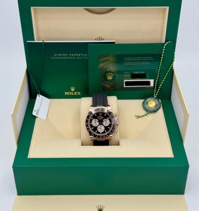 Rolex Daytona New 2024 Cosmograph Daytona 40mm 126515ln Rose Gold Oysterflex Black Dial
