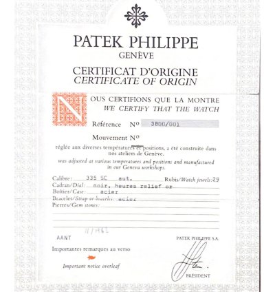 Patek Philippe Nautilus Mint Condition Original Paper Ref 3800