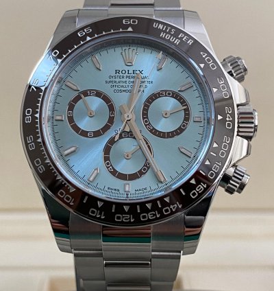 Rolex Daytona New 2024 Unworn Cosmograph Daytona Platinum Ice Blue Dial 126506 Full Set