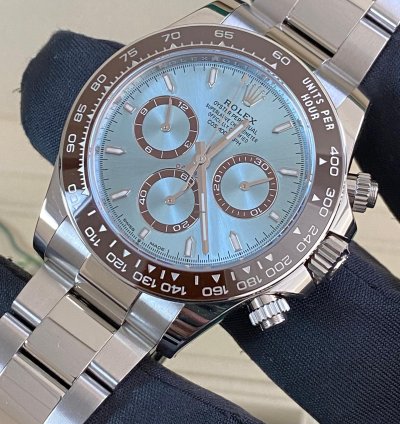 Rolex Daytona New 2024 Unworn Cosmograph Daytona Platinum Ice Blue Dial 126506 Full Set