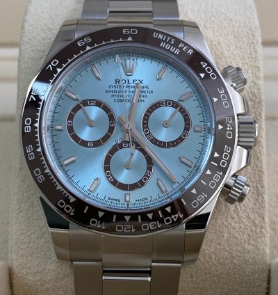 Rolex Daytona New 2024 Unworn Cosmograph Daytona Platinum Ice Blue Dial 126506 Full Set