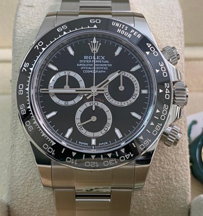 Rolex Daytona New 2024 Unworn Cosmograph Daytona Steel Black Dial 126500ln Full Set