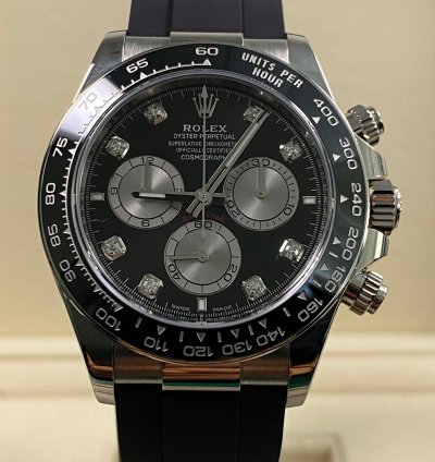 Rolex Daytona New 2024 Unworn Cosmograph Daytona White Gold Black Diamond Dial 126519ln Full Set
