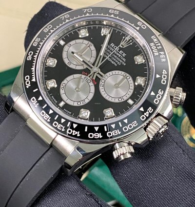 Rolex Daytona New 2024 Unworn Cosmograph Daytona White Gold Black Diamond Dial 126519ln Full Set