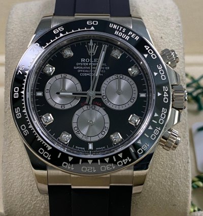 Rolex Daytona New 2024 Unworn Cosmograph Daytona White Gold Black Diamond Dial 126519ln Full Set
