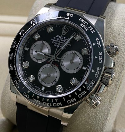 Rolex Daytona New 2024 Unworn Cosmograph Daytona White Gold Black Diamond Dial 126519ln Full Set