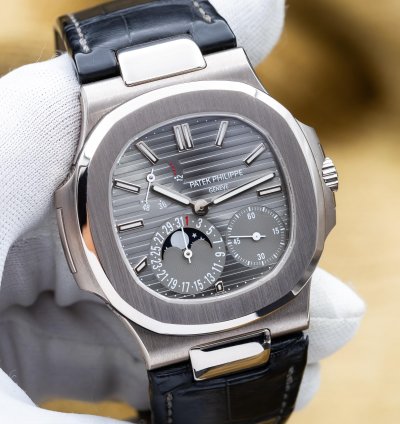 Patek Philippe Nautilus Moon Phase White Gold 40mm 5712g - Box Papers