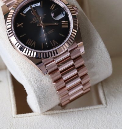 Rolex Day-date 40 Ombre Slate Gradient Black 18k Everose Gold Roman 2024 Rolex Release Complete