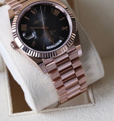 Rolex Day-date 40 Ombre Slate Gradient Black 18k Everose Gold Roman 2024 Rolex Release Complete