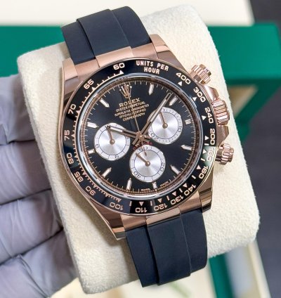 Rolex Daytona New 2025 126515ln Black Rose Gold Oysterflex 40 Mm