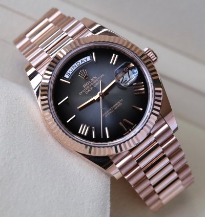 Rolex Day-date 40 Ombre Slate Gradient Black 18k Everose Gold Roman 2024 Rolex Release Complete
