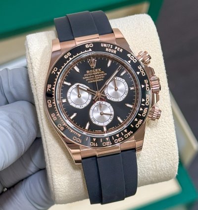 Rolex Daytona New 2025 126515ln Black Rose Gold Oysterflex 40 Mm