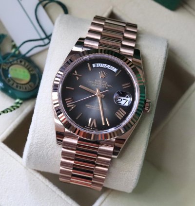 Rolex Day-date 40 Ombre Slate Gradient Black 18k Everose Gold Roman 2024 Rolex Release Complete