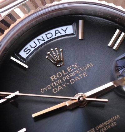Rolex Day-date 40 Ombre Slate Gradient Black 18k Everose Gold Roman 2024 Rolex Release Complete