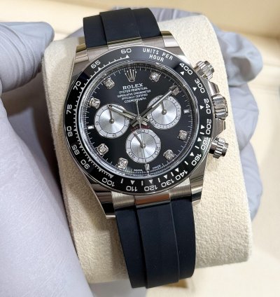 Rolex Daytona New 2025 126519ln Black Diamonds White Gold Oysterflex 40 Mm