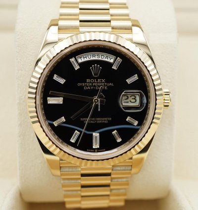 Rolex Day-date 40 Onyx Baguette Neu 2024 Full Set