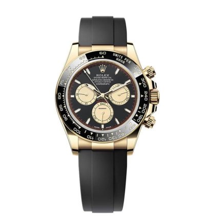 Rolex Daytona New 2025 Black Paul Newman Dial Yellow Gold Case Ceramic Bezel Oysterflex Strap