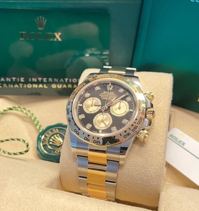 Rolex Daytona New 2025 Bright Black Golden 8 Diamonds Dial 126503