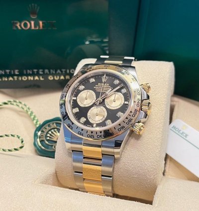 Rolex Daytona New 2025 Bright Black Golden 8 Diamonds Dial 126503