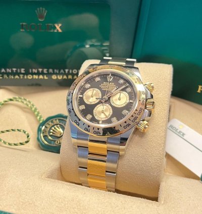 Rolex Daytona New 2025 Bright Black Golden 8 Diamonds Dial 126503
