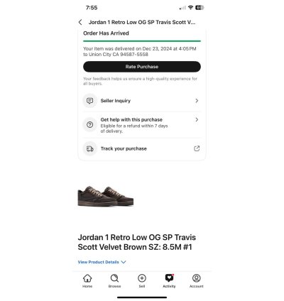Jordan 1 Retro Low Og Sp Travis Scott Velvet Brown M8 5 W10