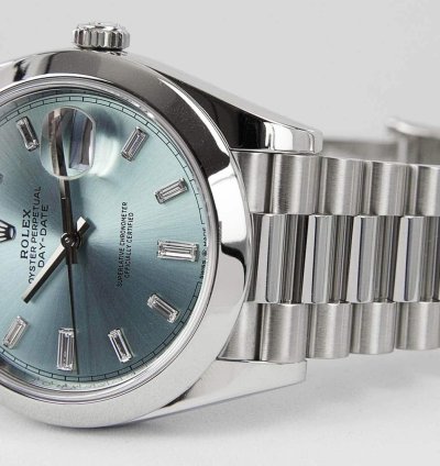 Rolex Day-date 40 Oyster Perpetual Day-date 40 Platinum Factory Baguette Diamonds 228206