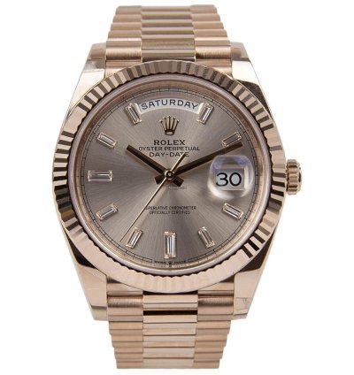 Rolex Day-date 40 Oyster Perpetual Day-date 40 Sundust Factory Baguette Diamonds 18kt Everose Gold 228235