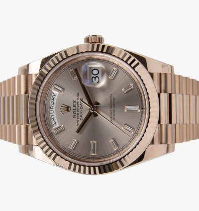 Rolex Day-date 40 Oyster Perpetual Day-date 40 Sundust Factory Baguette Diamonds 18kt Everose Gold 228235