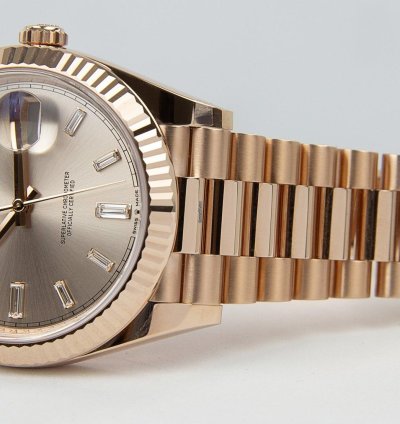 Rolex Day-date 40 Oyster Perpetual Day-date 40 Sundust Factory Baguette Diamonds 18kt Everose Gold 228235