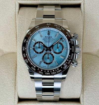 Rolex Daytona New 2025 Daytona 40mm 126506 Platinum Ice Blue Diamond Baguette Dial