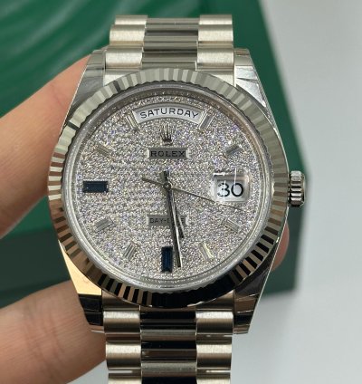 Rolex Day-date 40 Pave Diamond Dial White Gold President