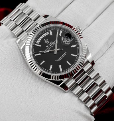 Rolex Day-date 40 Platinum Black Dial 228236 Complete Set Bnib Box Papers