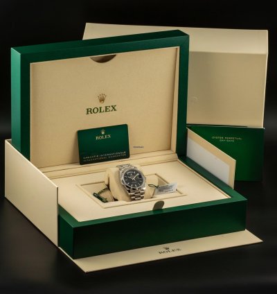 Rolex Day-date 40 Platinum Black Dial 228236 Complete Set Bnib Box Papers