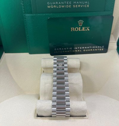 Rolex Day-date 40 Platinum Day-date 40 Fluted Bezel Ice Blue Baguette Dial 228236
