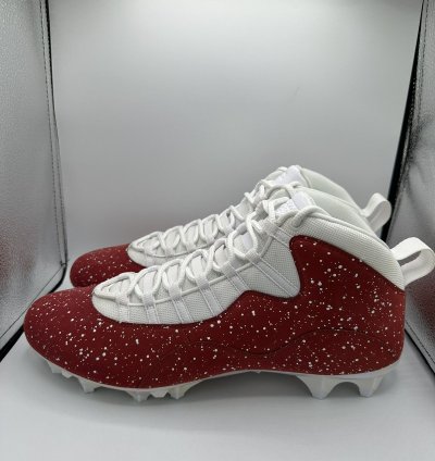 Jordan 10 Mid Football Cleats Oklahoma Sooners Pe Red White