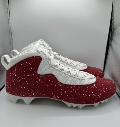 Jordan 10 Mid Football Cleats Oklahoma Sooners Pe Red White