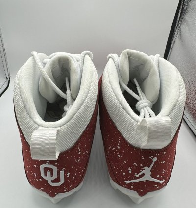 Jordan 10 Mid Football Cleats Oklahoma Sooners Pe Red White