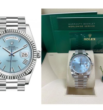 Rolex Day-date 40 Platinum Day-date 40 Watch - Fluted Bezel - Ice Blue Roman Dial President Bracelet 228236