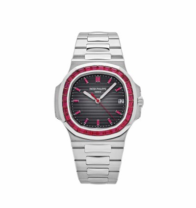 Patek Philippe Nautilus Platinum Grey Dial Ruby Bezel 5711 112p-001