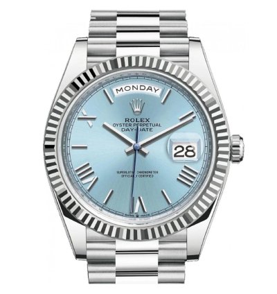 Rolex Day-date 40 Platinum Day-date 40 Watch - Fluted Bezel - Ice Blue Roman Dial President Bracelet 228236