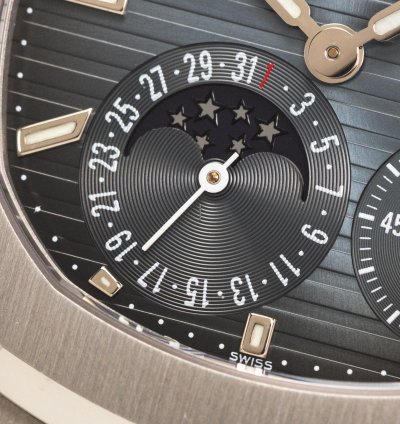 Patek Philippe Nautilus Power Reserve Mark-1 Ref-3712-1a-001 Steel Three Red Dots Box Extract Bj 2005 Patek Service 2023 Excellent