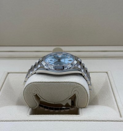 Rolex Day-date 40 Platinum Ice Blue Baguette Diamond New