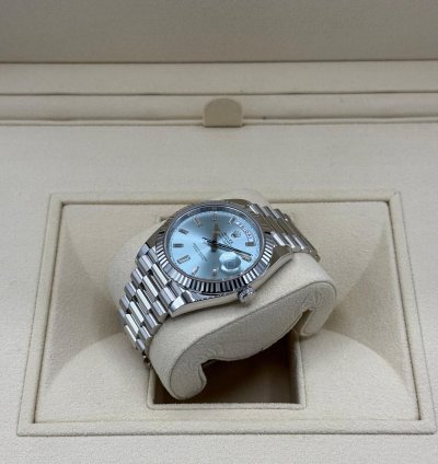 Rolex Day-date 40 Platinum Ice Blue Baguette Diamond New