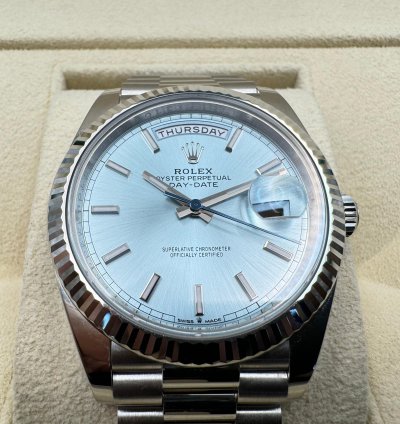 Rolex Day-date 40 Platinum Ice Blue Dial New Unworn 2024