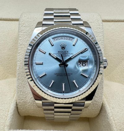 Rolex Day-date 40 Platinum Ice Blue Dial New Unworn 2024