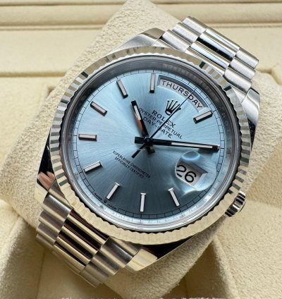 Rolex Day-date 40 Platinum Ice Blue Dial New Unworn 2024