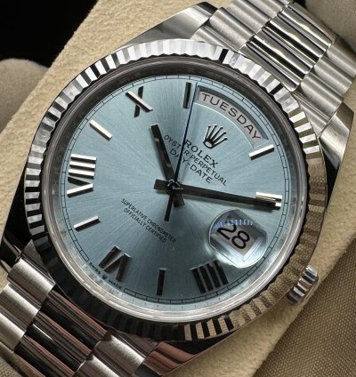 Rolex Day-date 40 Platinum Ice Blue Dial Unworn