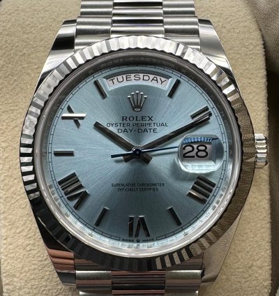 Rolex Day-date 40 Platinum Ice Blue Dial Unworn