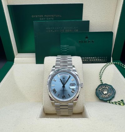 Rolex Day-date 40 Platinum Ice Blue Dial Unworn